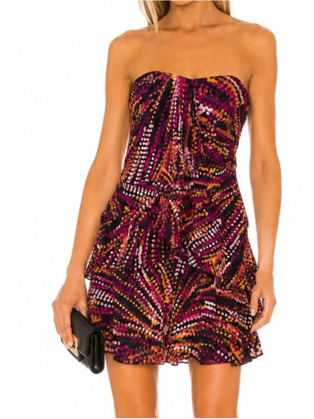 BCBGMAXAZRIA Strapless Silk Ruffle Cocktail Dress | Size 4